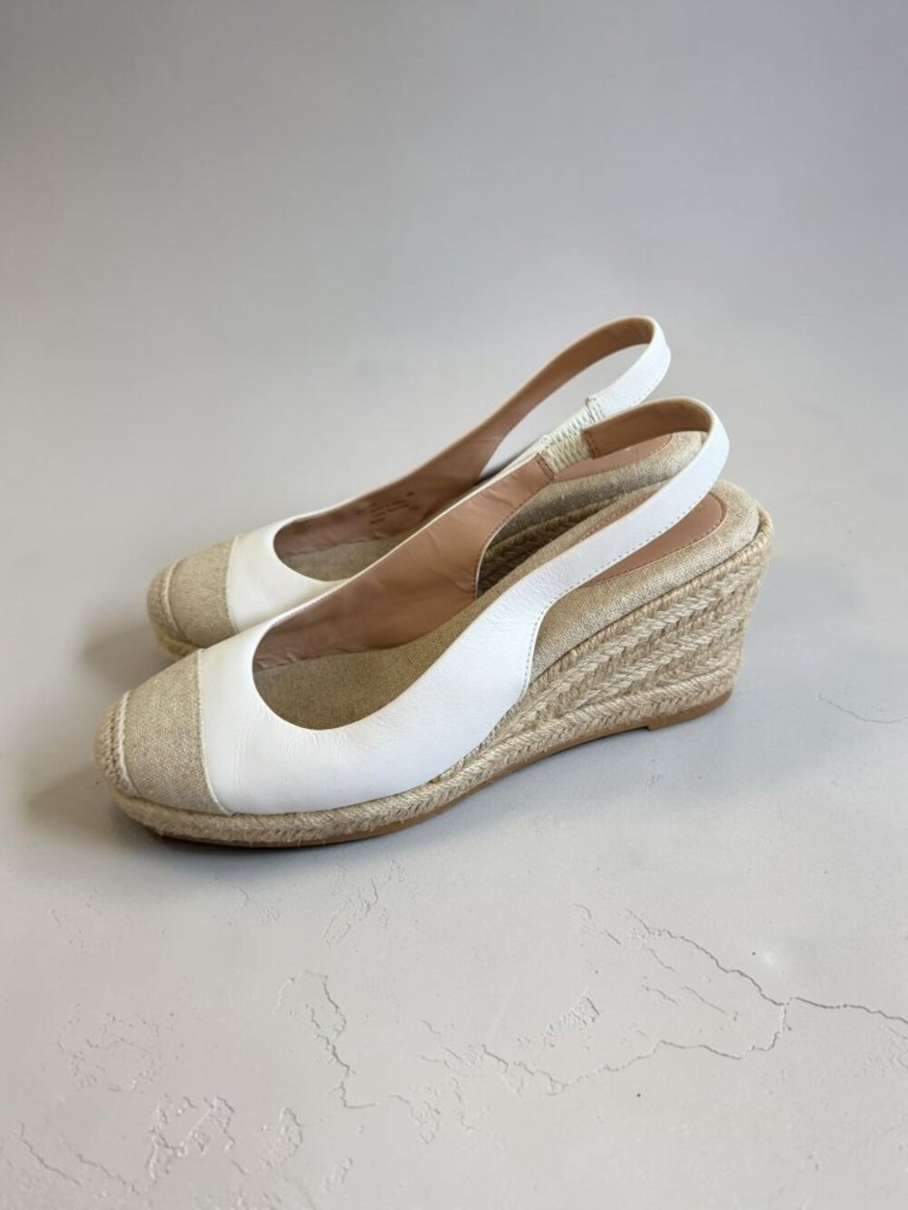 COLE HAAN White Leather Espadrilles Wedges Size 8